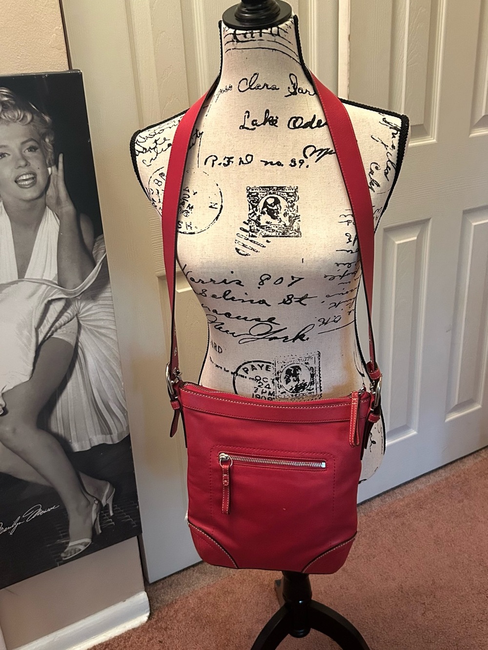 Red Leather Coach cross body bag